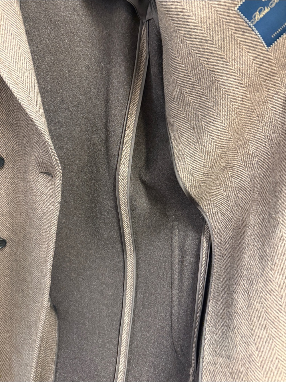 Brooks Brothers Men's Double-Breasted brown tan Wool Overcoat - Picture 6 of 10